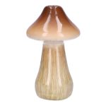Florero RATBURGA, forma de seta, cerámica, marrón-beige, 16cm, Ø9cm