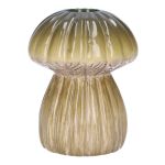 Jarrón de cerámica REFELINDE, forma de seta, ranuras, verde-beige, 12cm, Ø9,5cm