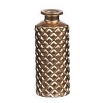 Florero de cristal EMANUELA, diseño de rombos, dorado-metálico, 13,2cm, Ø5,2cm