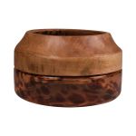 Cuenco decorativo RUSSELL con madera de mango, vidrio, estampado de leopardo, marrón-transparente, 13,5 cm, Ø 23 cm