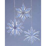 Colgantes acrílicos de copos de nieve WOLFGANG, 3 unidades, transparentes, Ø 11-12 cm