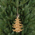 Adorno para el árbol de Navidad RION con estrella, acrílico, purpurina, dorado, 12 cm, Ø 9 cm