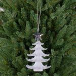 Arbolito navideño para colgar RION, acrílico, con estrella, brillante, blanco-plata, 12cm, Ø9cm