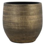 Maceta DELTA con ranuras, cerámica, dorada, 17 cm, Ø 19 cm