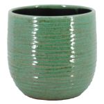 Maceta de cerámica ISOLAS con ranuras, verde, 19 cm, Ø 21 cm