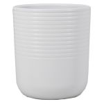 Jarrón de cerámica KAVEX con estrías, blanco mate, 15,5cm, Ø13,5cm