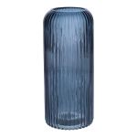 Jarrón de cristal ALBURGIS con estrías, azul transparente, 20 cm, Ø 8,7 cm