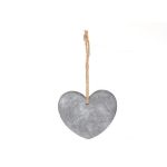 Corazón decorativo colgante LILU de piedra, gris, 13 x 11,5 x 1 cm