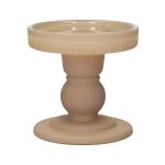 Portavelas para vela cilíndrica KLEOFINA de cristal, con base, beige mate, 8,5cm, Ø8,5cm