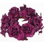 Aro para velas artificial INGA, rosa, hortensia, violeta, Ø15cm