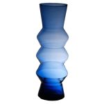 Florero ERCELINA de cristal, reciclado, azul-transparente, 36cm, Ø13cm