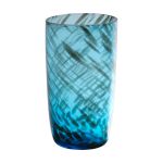 Jarrón de mesa MARICAR de cristal, con motivo, azul-dorado transparente, 14,5cm, Ø8cm
