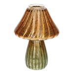 Stabkerzenhalter MIROBELLO in Pilzform, mit Rillen, Glas, grün-orange-metallic, 13cm, Ø10cm