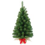 Mini árbol Navidad artificial WARSCHAU, saco yute , LEDs, 90cm, Ø50cm