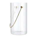 Jarrón decorativo BLANDINA con asa, vidrio, estriado, transparente-dorado, 18 cm, Ø 10 cm