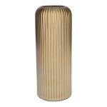 Jarrón de vidrio ALBURGIS con estrías, dorado metalizado, 25 cm, Ø 10 cm