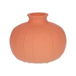 Jarrón para flores ALFHARD, vidrio con estrías, naranja mate, 8,5 cm, Ø 10,5 cm