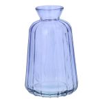 Botella decorativa de cristal TATIANA con estrías, lila transparente, 11 cm, Ø 6,5 cm