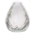 Botella de vidrio NELLOMIO con estructura de hojas, transparente, 16cm, Ø14cm