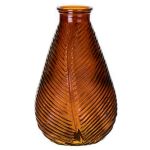Botella de vidrio NELLOMIO con estructura de hojas, marrón-transparente, 23 cm, Ø 14 cm