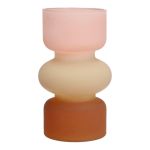 Jarrón de cristal NEVOLINKI, rosa-beige-marrón-mate, 18 cm, Ø 10,5 cm