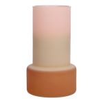 Jarrón decorativo NULAILA, vidrio, rosa-beige-marrón-mate, 18cm, Ø10,5cm