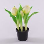 Tulipán artificial CAITLYN en maceta decorativa, blanco-verde, 25cm, Ø2-6cm