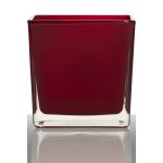 Jardinera de vidrio KIM EARTH, roja, 14x14x14cm