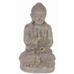 Estatuilla de buda decorativa gris SHANTA, sentado meditando, 45cm
