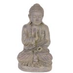 Estatuilla de buda decorativa gris SHANTA, sentado meditando, 45cm