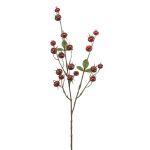Rama decorativa de rosa silvestre BREVON con escaramujos, roja, 80 cm