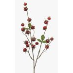 Rama decorativa de rosa silvestre BREVON con escaramujos, roja, 80 cm