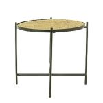 Mesa de centro industrial redonda AMARACHI, marrón-negro, 62 cm, Ø 43 cm