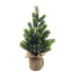 Árbol de Navidad artificial PORI, saco de yute natural, 30cm, Ø15cm