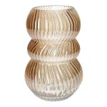 Blumenvase ORLUNE aus Glas, mit Rillen, amber-irisierend, 24cm, Ø15,7cm