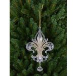 Colgante acrílico de lirio heráldico AZARIEL, purpurina, transparente-oro, 15cm