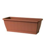 Jardinera para balcón OPHIRA de plástico reciclado, depósito de agua, base, terracota, 49,5 x 19,5 x 17,5 cm