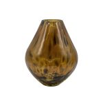 Jarrón para flores RUSSELL, vidrio, abombado, estampado de leopardo, marrón-transparente, 22 cm, Ø 17 cm