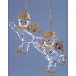 Colgantes decorativos acrílicos de muñecos de nieve LILLA, 2 unidades, brillantes, dorados, 3 x 8 cm