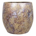Macetero de cerámica de estilo retro MAGO, con aspecto lavado, dorada, 17cm, Ø19cm