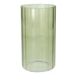 Jarrón decorativo BLANDINA, vidrio, estrías, verde transparente, 18 cm, Ø 10 cm