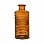 Jarrón de vidrio STUART con estrías, botella, naranja-marrón-transparente, 21,5 cm, Ø 9,5 cm