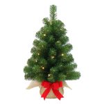 Mini árbol Navidad artificial WARSCHAU, saco yute , LEDs, 60cm, Ø40cm