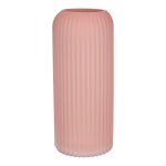 Jarrón de cristal ALBURGIS con estrías, rosa viejo mate, 20 cm, Ø 8,7 cm