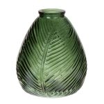 Botella de vidrio NELLOMIO con estructura de hojas, verde-transparente, 16 cm, Ø 14 cm