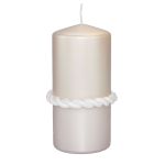 Vela festiva JULIETTA con anillo de seda, color crema, 15 cm, Ø 7 cm, 63 h
