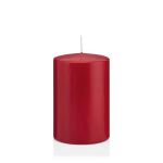 Vela de farol MAEVA, cilíndrica, rojo oscuro, 15cm, Ø10cm, 113h - Made in Germany
