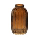 Botella SILVINA de vidrio, ranuras, naranja-marrón-transparente, 12 cm, Ø 7 cm