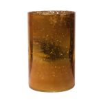 Florero de mesa de cristal RIGOBERTO, centro dorado, naranja-marrón-transparente, 20cm, Ø12,5cm