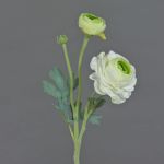 Ranúnculo artificial YAKIRA, blanco-verde, 40cm, Ø4-9cm